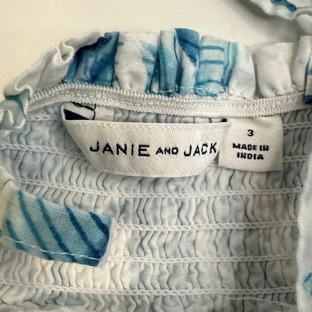 Janie and Jack The Leilani Palm Smocked Sundress Girls Size 3
